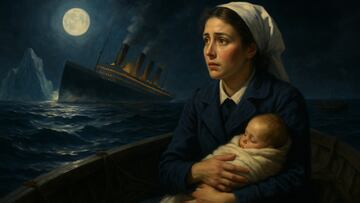 Violet Jessop saving baby from Titanic - artist's impression