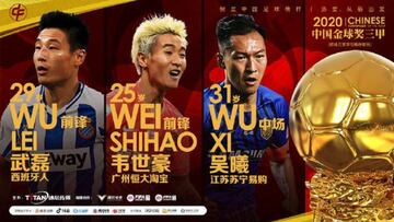 El jugador del Espanyol Wu Lei, candidato al Balón de Oro chino.