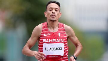 El Hassan El Abbassi durante la prueba del maratón de Tokio 2020.
