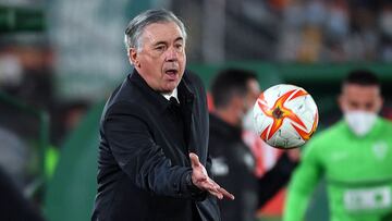 Carlo Ancelotti, en el Elche-Real Madrid de octavos de final de la Copa del Rey.