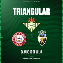 El Betis jugará un triangular con el UD Leiria y el SC Farense