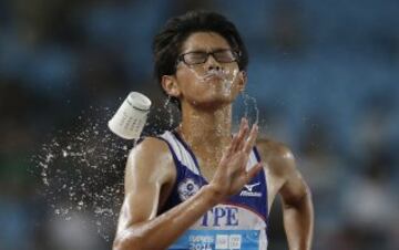 AGOSTO 2014. El taiwanes Chang Wei-Lin durante la carrera de 10.000m en los Juegos Olímpicos de la Juventud de Nankín 2014. 
