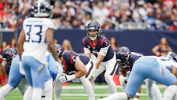 C.J. Stroud #7 of the Houston Texans looks on from the line of scrimmage