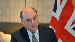 FILE PHOTO: British Defence Secretary Ben Wallace, speaks during an interview with Reuters on the sidelines of the 20th IISS Shangri-La Dialogue in Singapore June 2, 2023. REUTERS/Caroline Chia/File Photo