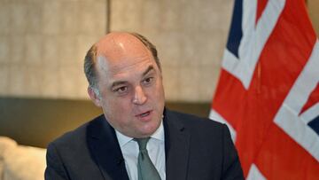 FILE PHOTO: British Defence Secretary Ben Wallace, speaks during an interview with Reuters on the sidelines of the 20th IISS Shangri-La Dialogue in Singapore June 2, 2023. REUTERS/Caroline Chia/File Photo