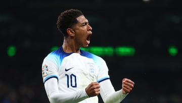 Jude Bellingham, jugador de la Selección inglesa, celebra uno de los goles ante Italia.