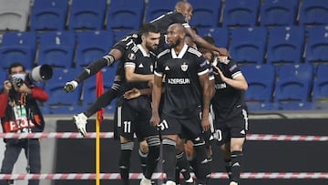 Jugadores del Qarabag en su partido contra el Villarreal