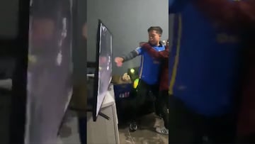 Aficionado de Tigres se hace viral por destruir su televisión tras perder la final