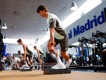 Gonzalo García durante el entrenamiento en el gimnasio. 