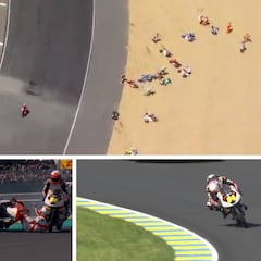 Espeluznante caída en Moto3: más de 20 pilotos al suelo
