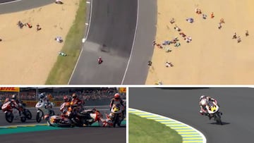 Espeluznante caída en Moto3: más de 20 pilotos al suelo