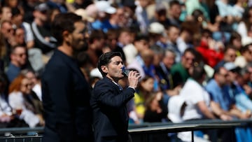 GETAFE (C.A. DE MADRID), 30/03/2025.- El entrenador del Villarreal Marcelino García Toral (d) durante el partido correspondiente a la jornada 29 de LaLiga disputado este domingo entre el Getafe y el Villarreal en el estadio Coliseum. EFE/Mariscal