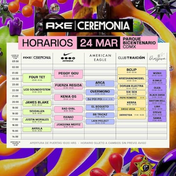 Domingo 24 de marzo horarios Ceremonia