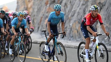 JEBEL JAIS, UNITED ARAB EMIRATES - FEBRUARY 22: Harold Alfonso Tejada Canacue of Colombia and Astana Qazaqstan Team competes during the 5th UAE Tour 2023, Stage 3 a 185km stage from Umbrella Beach Al Fujairah to Jebel Jais 1489m / #UAETour / #UCIWT / on February 22, 2023 in Jebel Jais, United Arab Emirates. (Photo by Dario Belingheri/Getty Images)