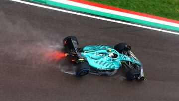 IMOLA, ITALY - APRIL 22: Sebastian Vettel of Germany driving the (5) Aston Martin AMR22 Mercedes on track during practice ahead of the F1 Grand Prix of Emilia Romagna at Autodromo Enzo e Dino Ferrari on April 22, 2022 in Imola, Italy. (Photo by Mark Thompson/Getty Images)