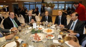 Florentino Pérez junto a Carlo Ancelotti y Pablo Laso.