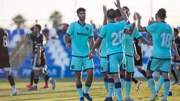 02/09/20 PARTIDO AMISTOSO DE PRETEMPORADA Cartagena vs Levante
Celebracion gol Levante Melero, 1-0 ALEGRIA