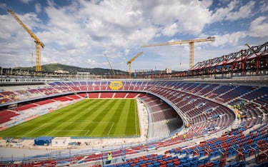 Vista del avance de las obras en el interior del estadio.