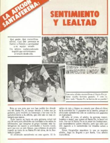 La afición de Santa Fe siempre leal al equipo