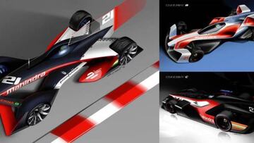 Los tres diseños presentados por el equipo Mahindra para el Fórmula E del futuro.