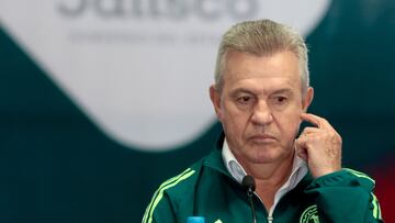The head coach of the Mexican Football Selection, Javier Aguirre, gestures during a press conference to present the match that the Mexican National Soccer Team will play in against the United States National in Zapopan, Jalisco State, Mexico, on August 19, 2024.�. The Mexico Football team will play against the United States Football team on October 15, 2024, in Guadalajara, Mexico. (Photo by ULISES RUIZ / AFP)