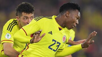 Jorge Cabezas en un partido de la Selección Colombia en el Sudamericano Sub 20.