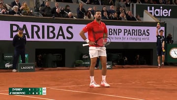 Es el punto del torneo: momento difícil de Djokovic y lo que ocurre no lo firma ni un extraterrestre