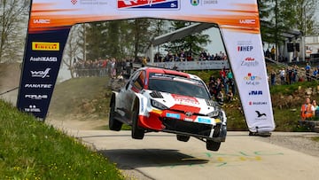 Elfyn Evans, con el Toyota en Croacia.