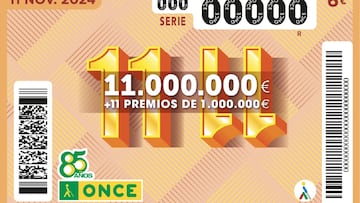 11 del 11 de la ONCE: comprobar los resultados del sorteo de hoy, lunes 11 de noviembre
