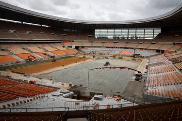 Obras en el estadio de La Cartuja. 