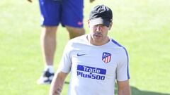 Simeone, en el entrenamiento del Atl&eacute;tico