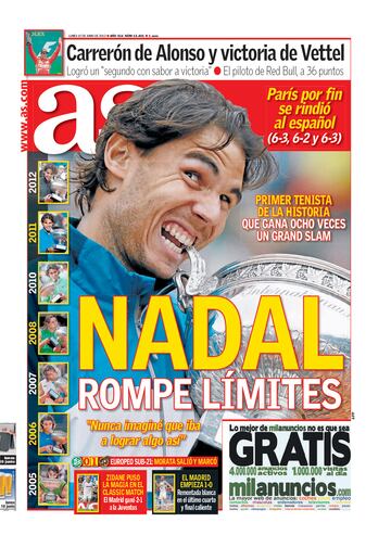 Rafa Nadal a través de las portadas de As