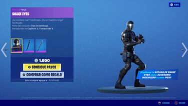 Fortnite: skin Snake Eyes de G.I. Joe ya disponible; precio y contenidos
