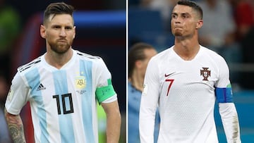 Cristiano y Messi, con las camisetas de sus selecciones.