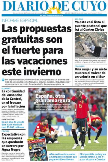 Las portadas de la prensa tras la eliminación de España