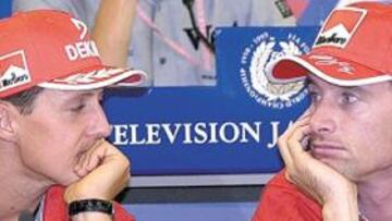 <b>ANTIGUOS COMPAÑEROS. </b>Michael Schumacher y Eddie Irvine estuvieron juntos durante cuatro años.