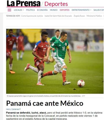 El medio canalero no le dio peso al pase de México, prefirió destacar la caída de su selección. 