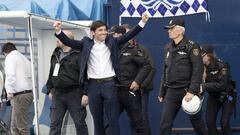 Marcelino, celebrando la victoria en Butarque. 