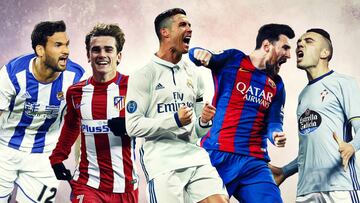 Willian Jos&eacute;, Griezmann, Messi, Cristiano Ronaldo y Iago Aspas, varios de los mejores goleadores de la Liga. 