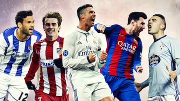 Willian José, Griezmann, Messi, Cristiano Ronaldo y Iago Aspas, varios de los mejores goleadores de la Liga.