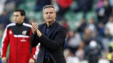 Fran Escribá, durante el partido ante el Atlético.