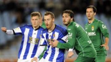 Imagen del encuentro de Copa en Anoeta entre la Real Sociedad y el Oviedo.