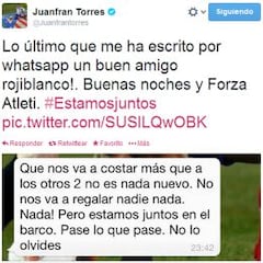 Juanfran se queja en Twitter la desigualdad con Madrid y Bar?a