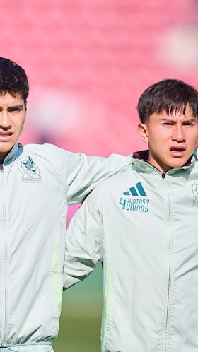 Gilberto Mora, Obed Vargas, Alexei Dominguez of Mexico during FIFA U-20 Mens World Cup Chile 2025 match between Spain and Mexico (Mexican National team) as part Group-C at Estadio Nacional Julio Martinez Pradanos, on October 01, 2025 in Santiago, Chile.