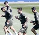 El Atlético se entrenó sin Giménez ni Dembélé, a falta de más pruebas