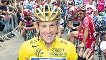 <b>¡SE ACABÓ LA CUENTA? </b>Lance Armstrong señala las seis veces que ha conquistado el maillot amarillo.
