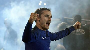El jugador de la selección francesa Antoine Griezmann, durante la ceremonia de celebración del Mundial de Rusia.