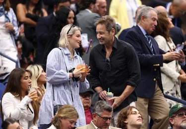 El actor David Duchovny antes del partido entre el italiano Jannik Sinner y el español Carlos Alcaraz.
