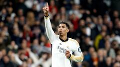 Jude Bellingham celebra su segundo gol en el Real Madrid-Girona de LaLiga EA Sports.