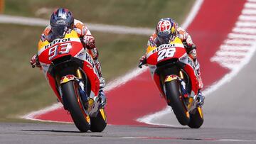 Márquez y Pedrosa en el circuito de Austin en 2017.